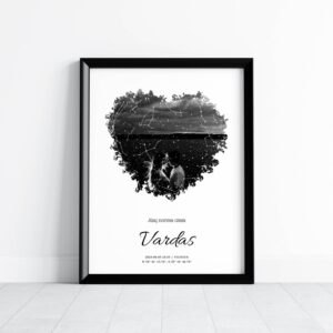 Žvaigždėlapis ant nuotraukos širdutėje